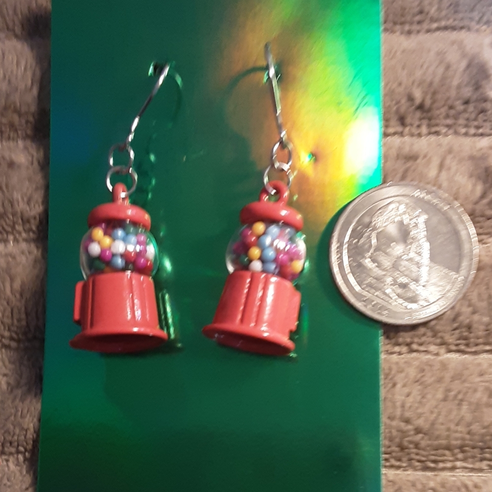 Handmade Gumball Machine Earrings Red - Picture 5 of 5